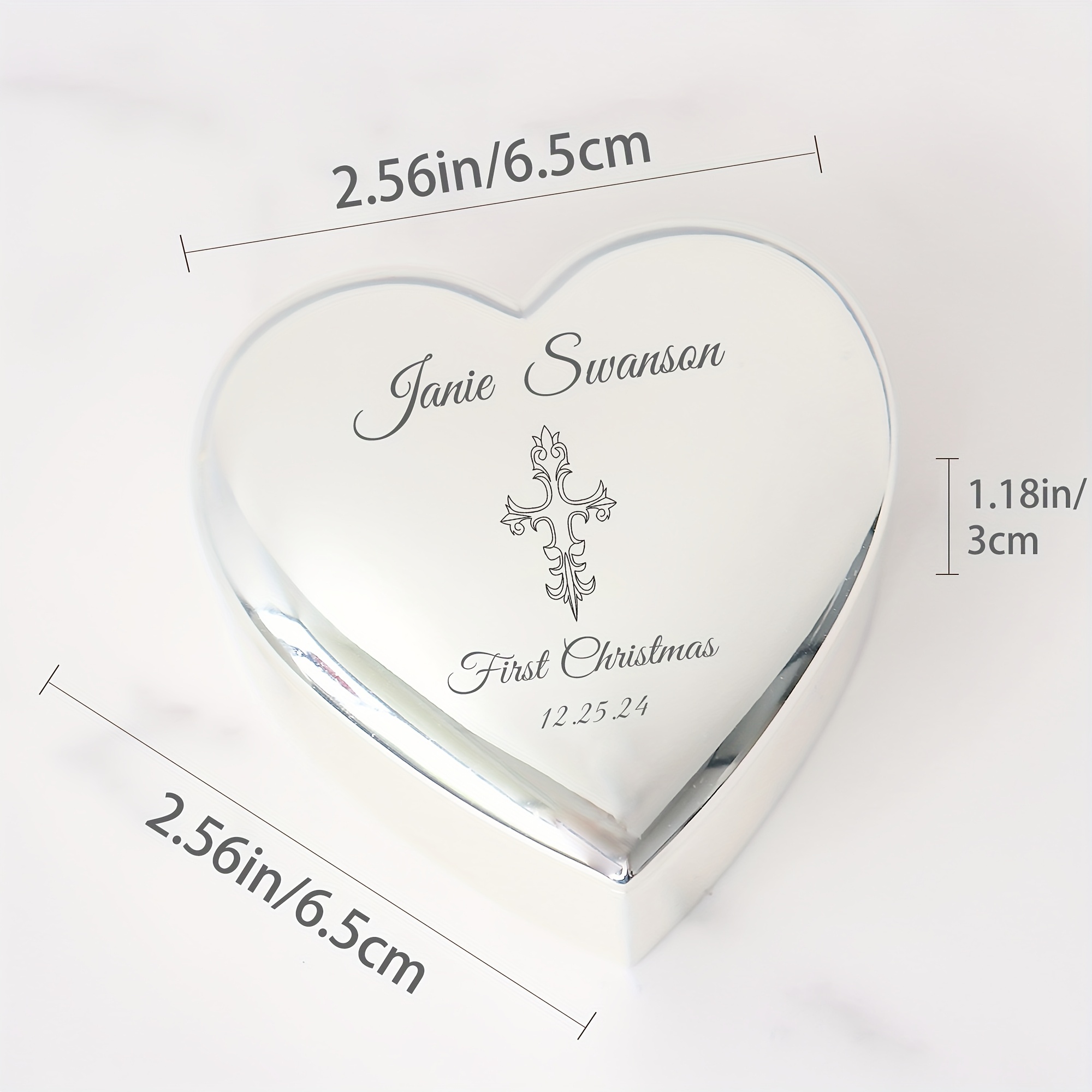 Personalized Beautiful Engraved Heart Jewelry Box with June Birthday Rose Pattern